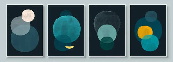 Set Abstract Hand Painted Illustrations Wall Decoration Postcard Social Media — Archivo Imágenes Vectoriales