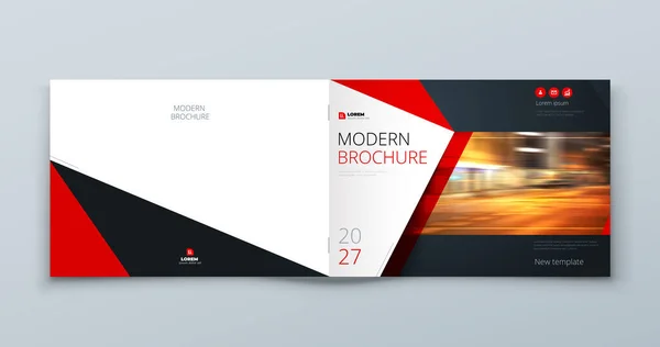 Horizontale Brochure Template Lay Out Ontwerp Corporate Business Jaarverslag Catalogus — Stockvector
