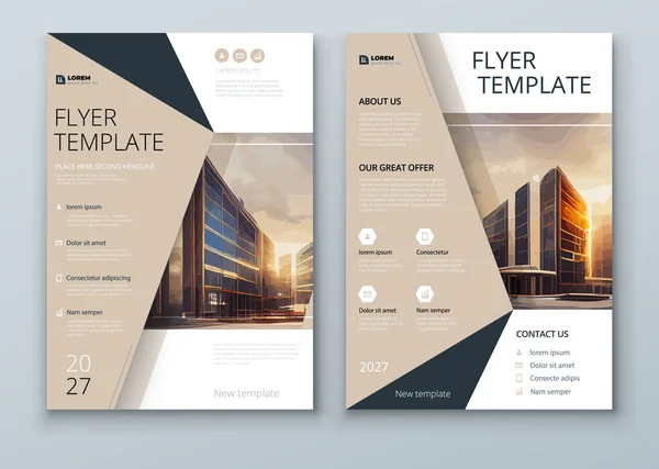 Conception Flyer Rapport Entreprise Couverture Brochure Flyer Design Présentation Dépliant — Image vectorielle