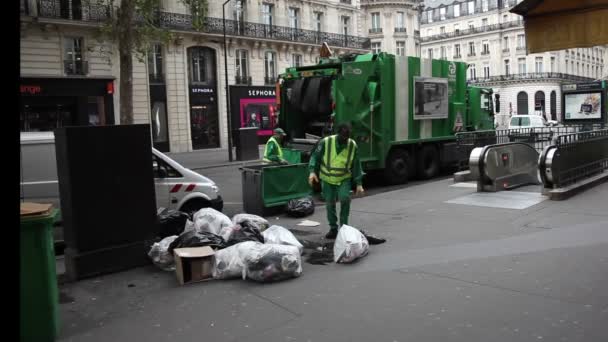 Trabalhadores Coletando Lixo — Vídeo de Stock