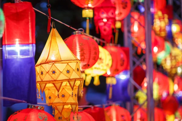 Close-up colorful international lanterns — Stock Photo, Image