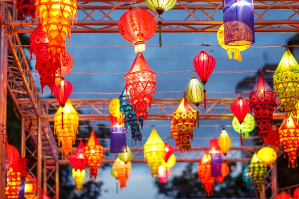 Close-up colorful international lanterns — Stock Photo, Image