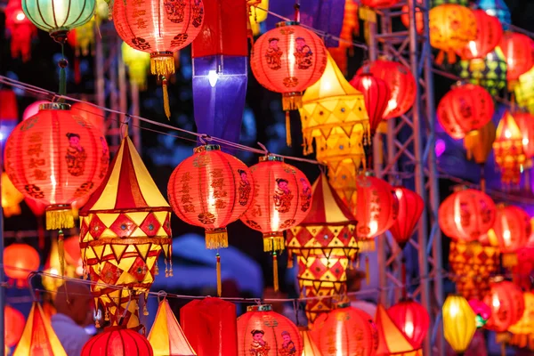 Close-up colorful international lanterns — Stock Photo, Image