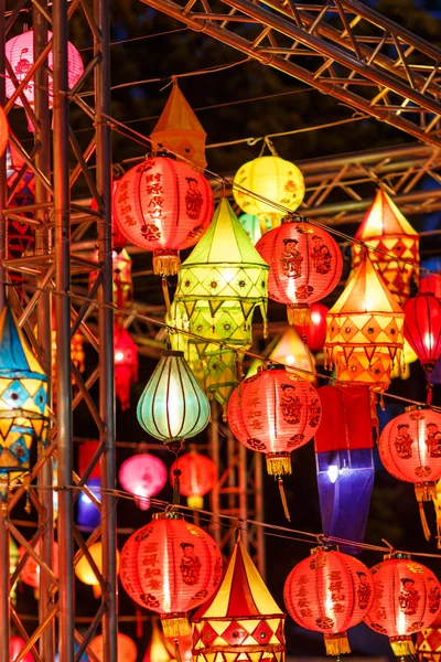 Close-up colorful international lanterns — Stock Photo, Image