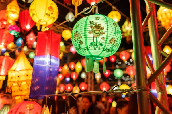 Close-up colorful international lanterns — Stock Photo, Image