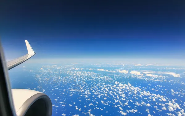 Beautiful cloud sky view from aeroplane window — Stock Photo, Image