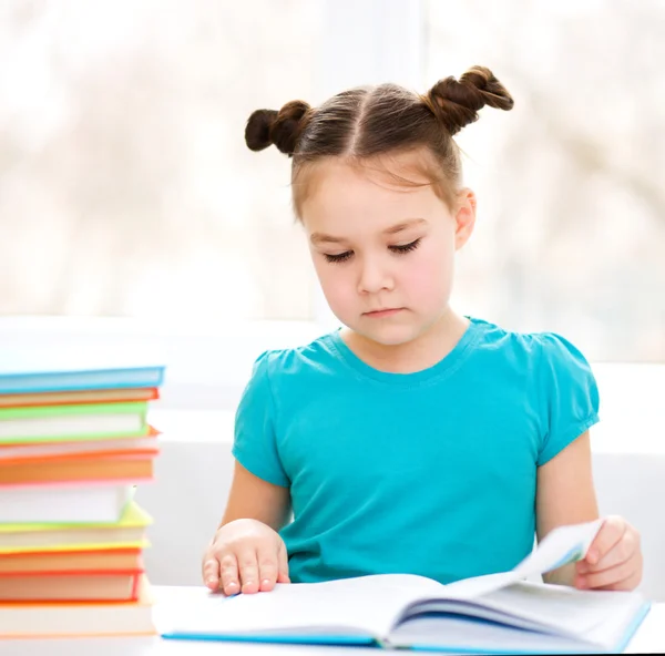 La bambina sta leggendo un libro — Foto Stock