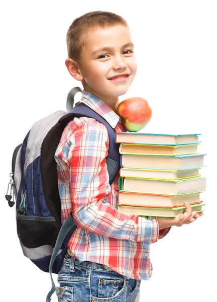 Cute boy is holding book — Stock Photo, Image