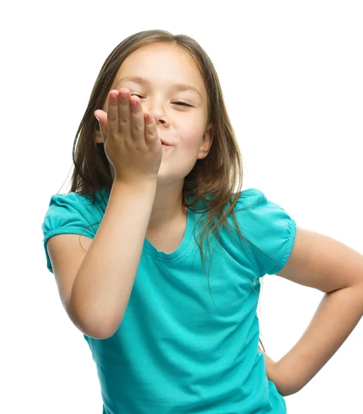 Leuk meisje houdt haar gezicht in verbazing — Stockfoto