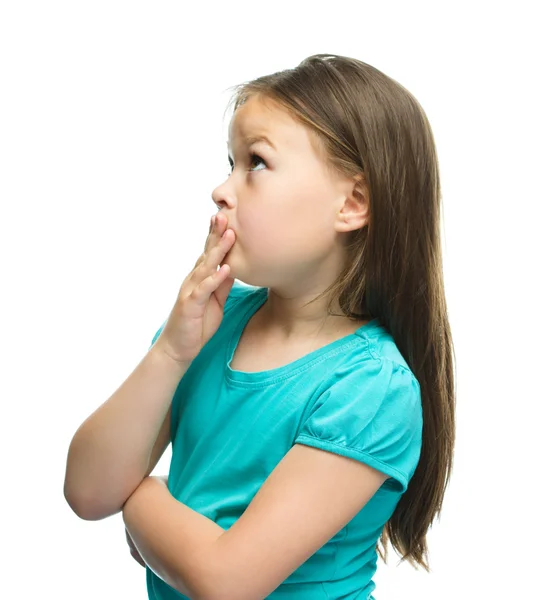 Cute girl is holding her face in astonishment — Stock Photo, Image