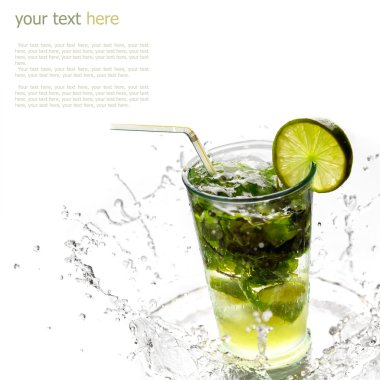 Ice cold Mojito spray, water droplets (with sample text) clipart