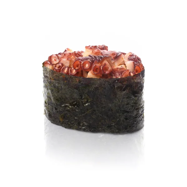 锋利的章鱼，在白色背景上的寿司 — 图库照片