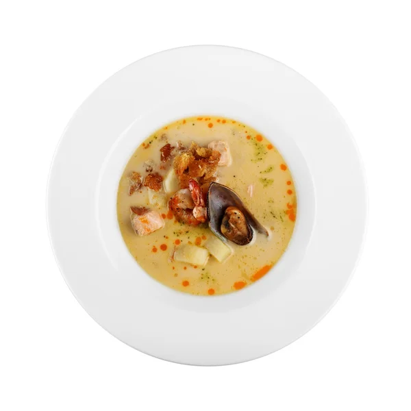 Seafood soup, on white background — Stock Image Seafood soup, on white background Stock Photo