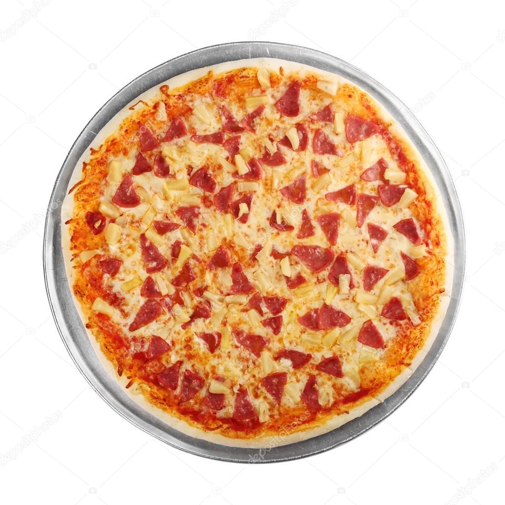 Pizza on the disc (white background)