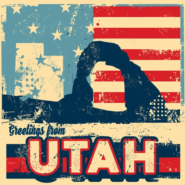 Utah 'tan selamlar üzerine soyut bir vektör grunge poster illüstrasyonu