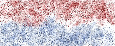 Kırmızı ve mavi renkli 4 Temmuz için soyut bir illüstrasyon.