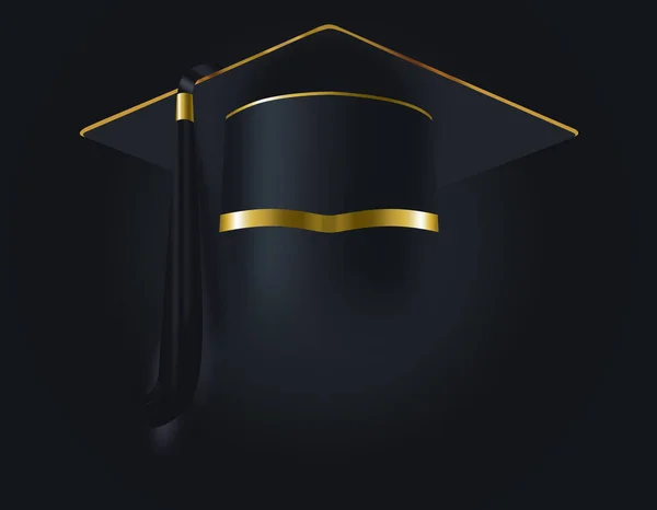 Blank Graduation Cap Tessellation Black Gold Black Background — Zdjęcie stockowe