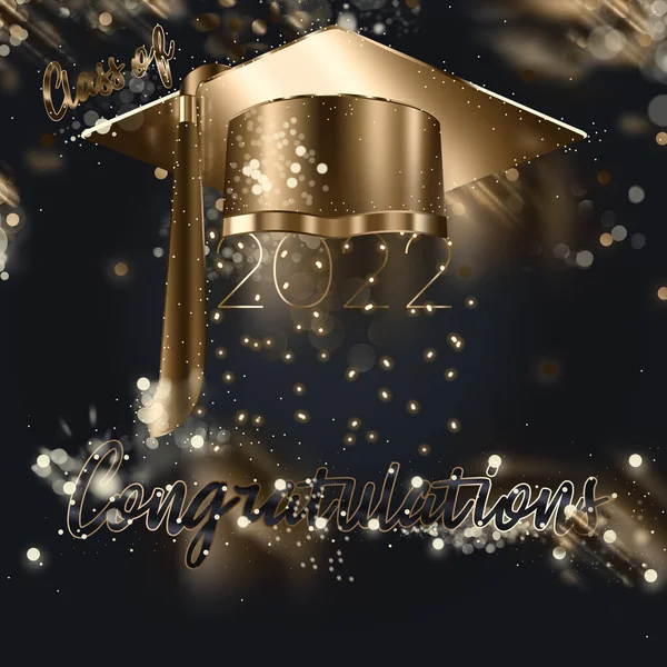 Blank Graduation Cap Tessellation Black Gold Black Background — Stok fotoğraf