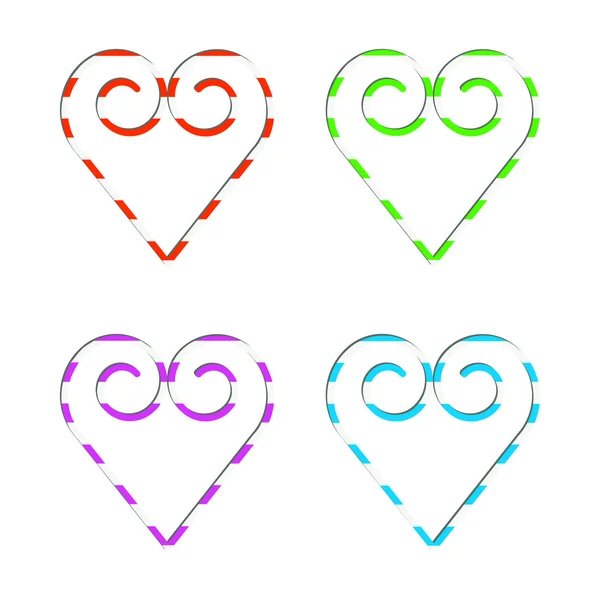 Conjunto de clips en el corazón ideal — Vector de stock