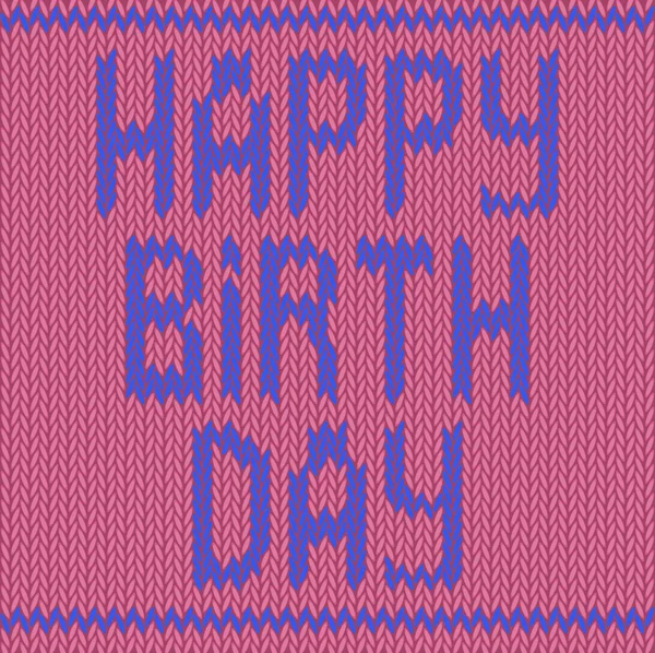 Joyeux anniversaire tricoté sur un fond rose — Image vectorielle