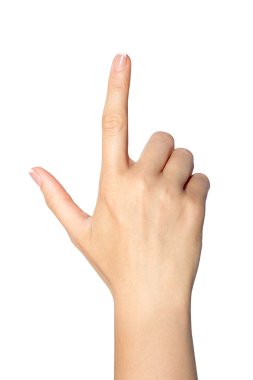 Beyaz arka plan üzerinde izole bir kadın eli