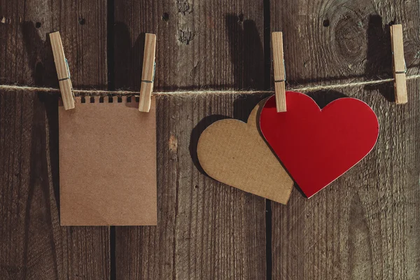Two Hearts And Paper — Stock Photo, Image