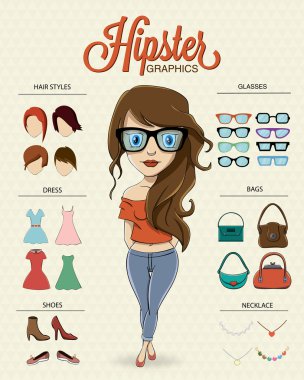 Hipster girl character