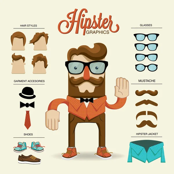 Hipster 문자, — 스톡 벡터