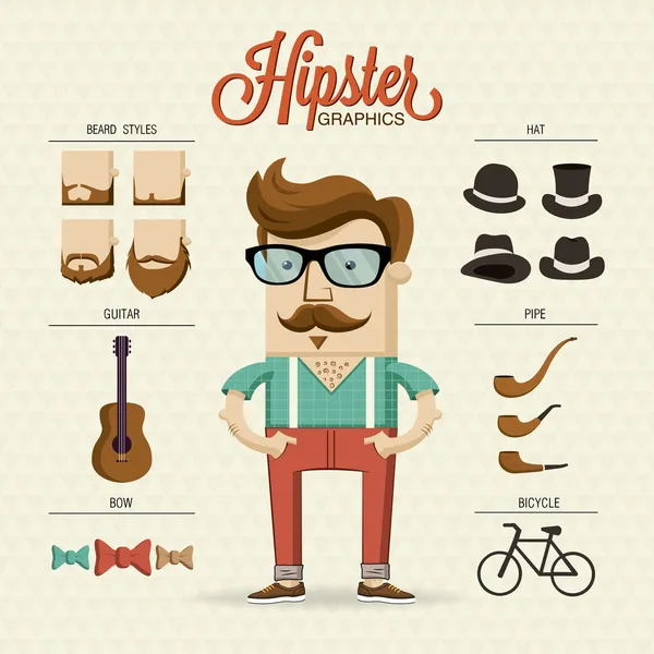 Personagem hipster —  Vetores de Stock