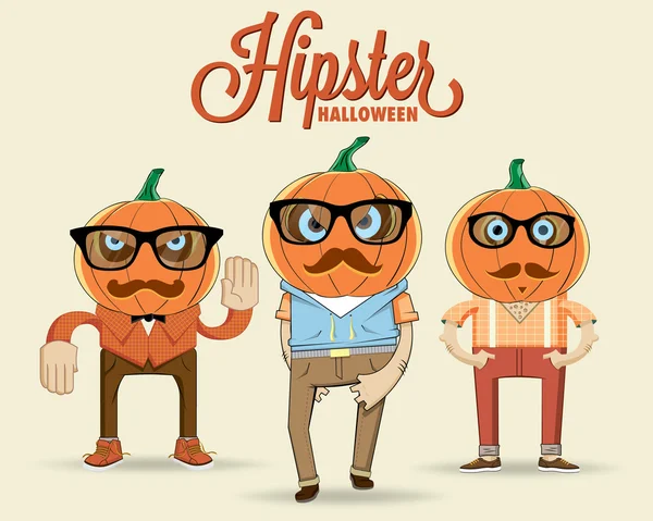 Hipster halloween characters — Stock Vector