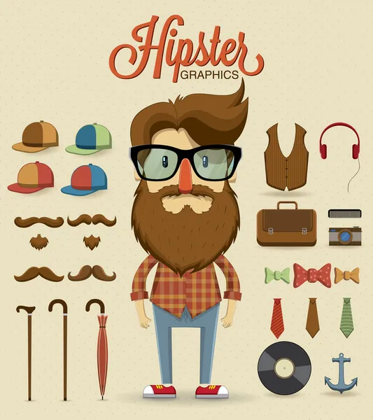 Design del personaggio hipster — Vettoriale Stock