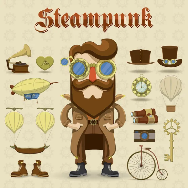 Caractère Steampunk — Image vectorielle