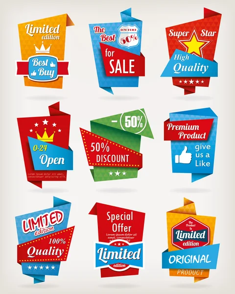 Origami tasarım etiket kümesi