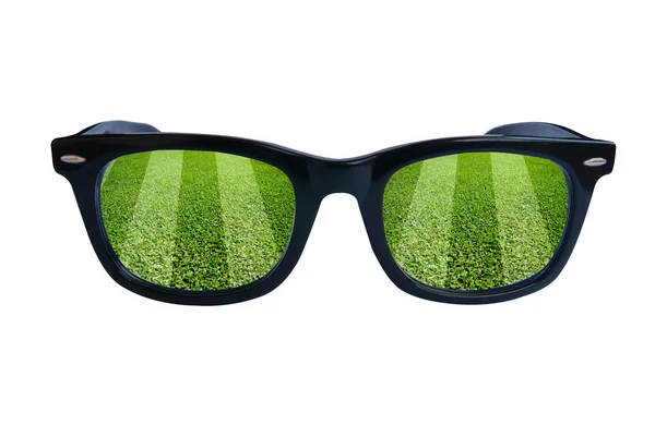 Brýle fotbalové hřiště — Stock fotografie
