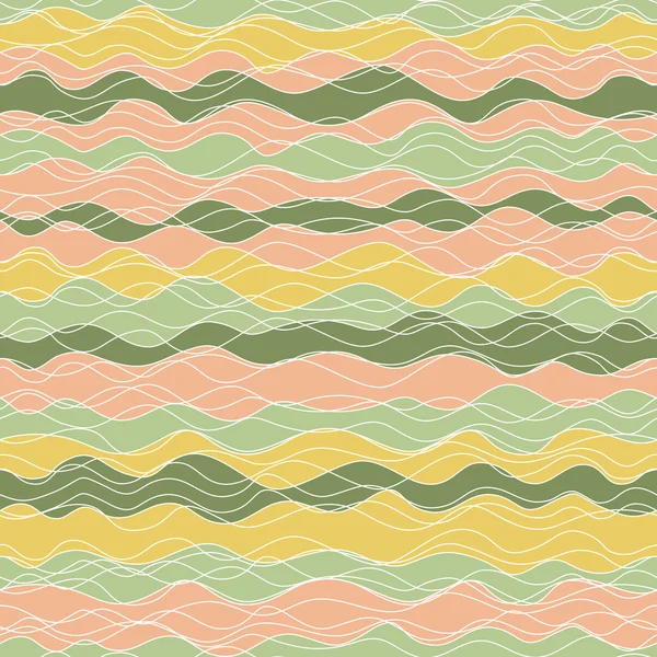抽象的无缝背景。黄色、 橙色、 绿色的波浪。柔和的颜色. — 图库矢量图片