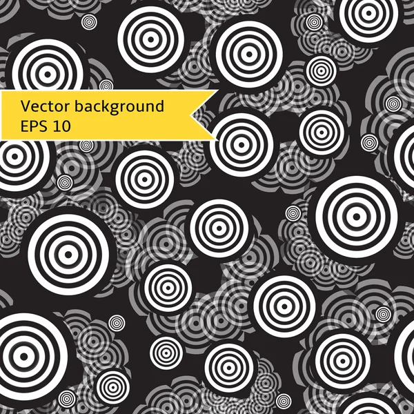Sömlös svartvita monokrom bakgrund-mönstret av cirklar och prickar — Stock vektor
