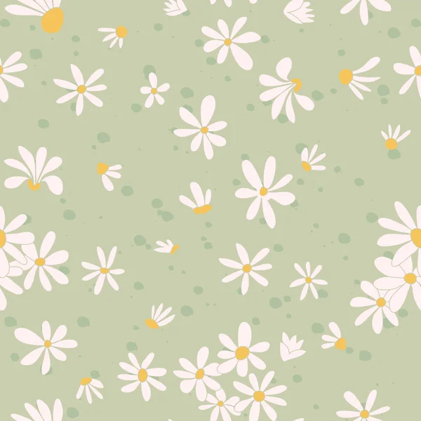 Seamless texture with pictures of flowers. Chamomile. — Stock Vector