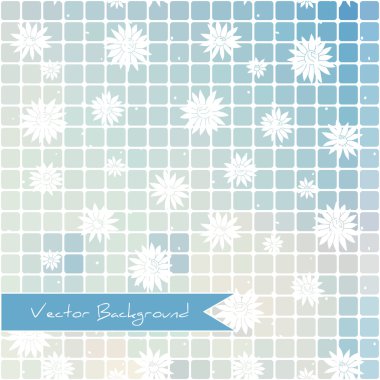 dikdörtgenler ve beyaz arka plan bir mozaik efekti mavi tonu çiçekler
