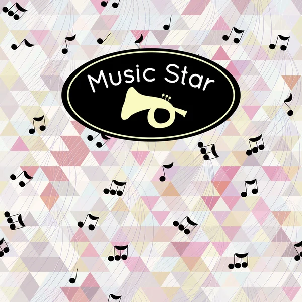 Musical Notes and triangles Seamless texture Pastel color — Stock Vector