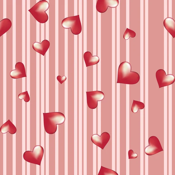 Hearts on a striped background For Valentine s Day — Stock Vector