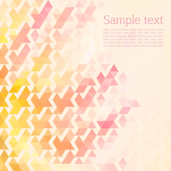 Abstract background of the triangles. pink, yellow color. space for text. light background — Stock Vector