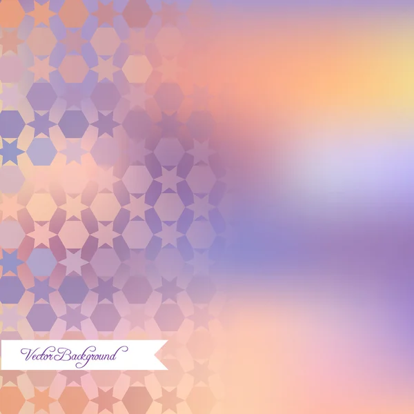 Vector abstract background of the hexagon and the star. Pastel lilac spring color. Put the text on top. The effect of blurred background — Stock Vector