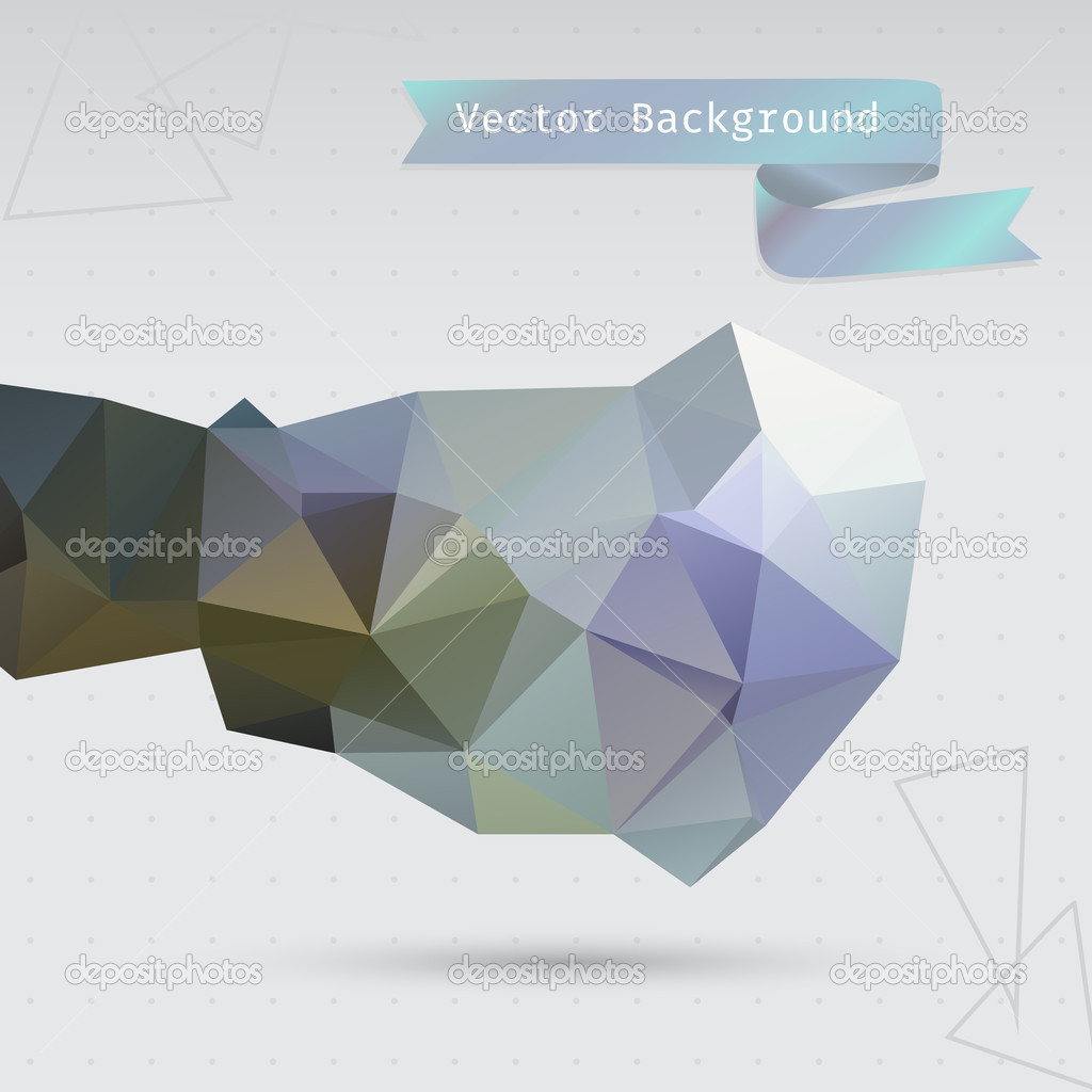 Vector abstract background of the triangle. Pastel dark cool color. Triangular form. Space for text. Blue ribbon.