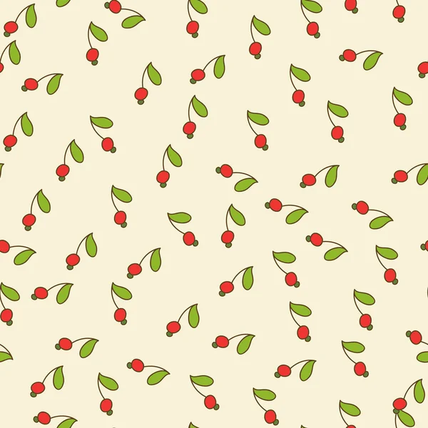 红色浆果和绿色的叶子 — 图库矢量图片