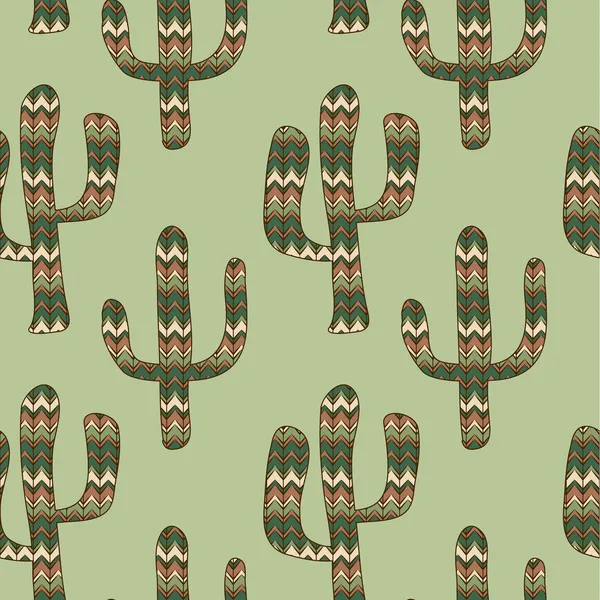 Fond vert sans couture avec cactus — Image vectorielle