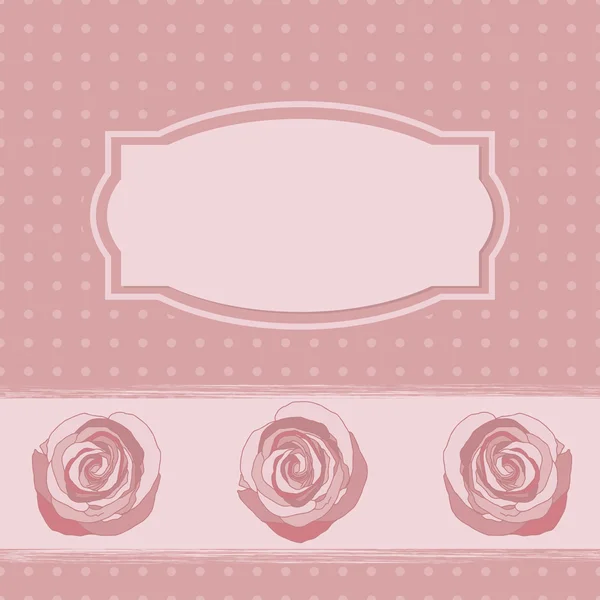 Cadre rose avec des roses — Image vectorielle