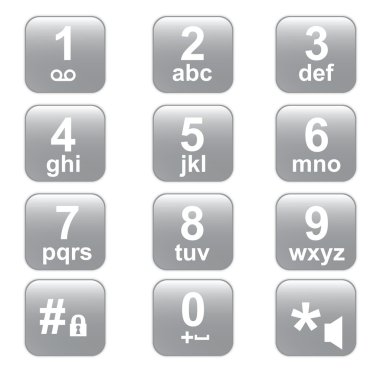 phone keypad, gray telephone buttons clipart