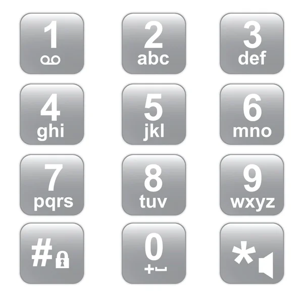 Teclado del teléfono, botones de teléfono gris — Vector de stock