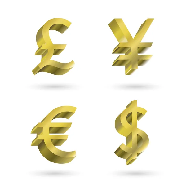 Currency gold symbols — Stock Vector
