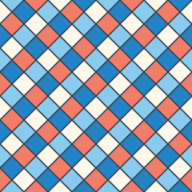 kırmızı, mavi, krem kareler